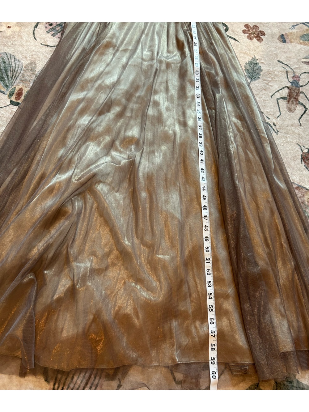 Cachet Metallic Bronze Maxi Dress with Beaded Shoulders - Picture 9 of 16